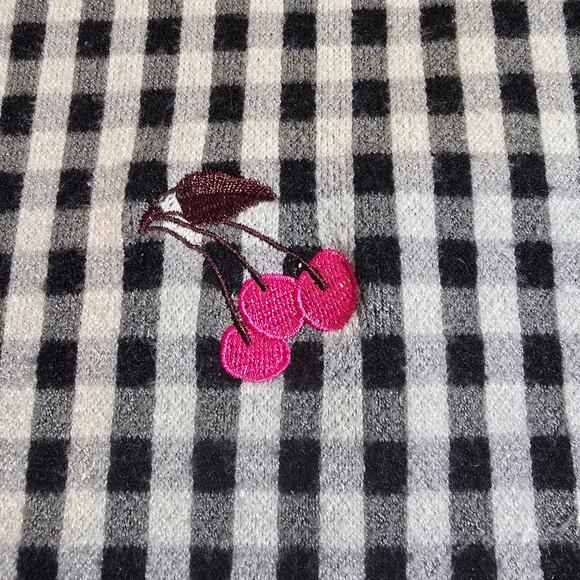 Maeve Sleeveless Mock Neck Plaid & Cherries Sweater Tank. Retails $98 - Picture 9 of 11